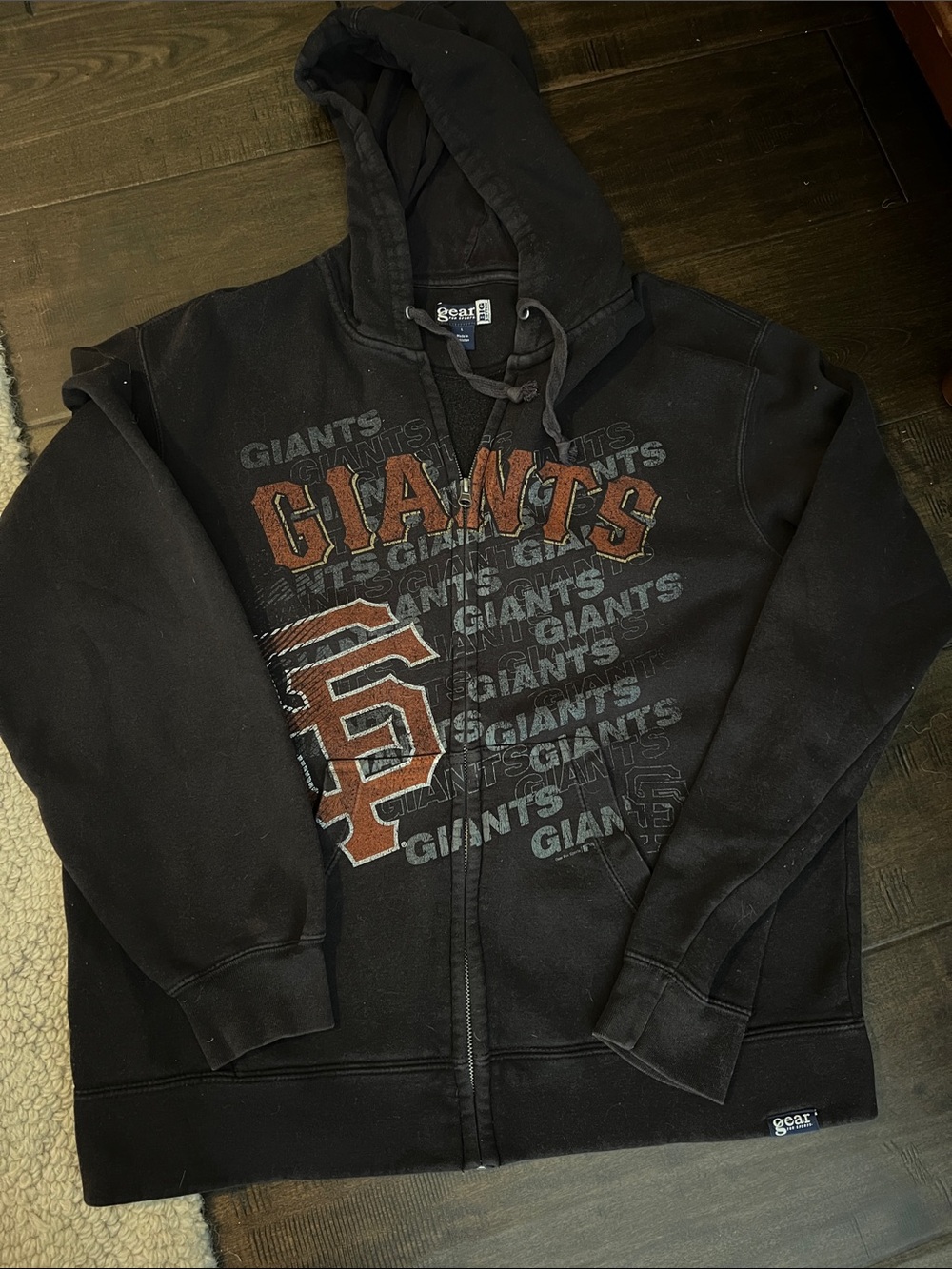 Gear For Sports Black San Francisco Giants Zip Hoodie with Orange Logo